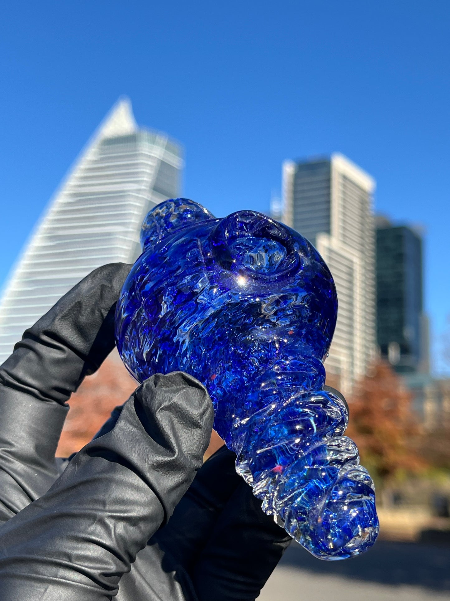 Coral Hand Pipe - Twisted Glass Design in Blue, Purple, and Olympic Colors