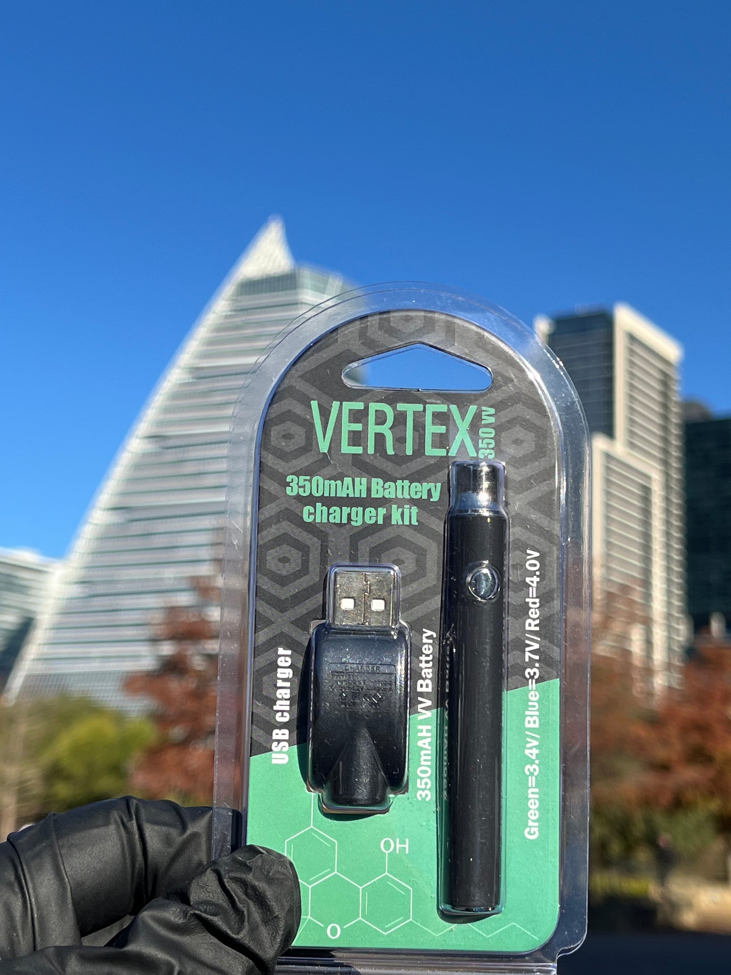 Vertex 350mAh Battery Charger Kit – Available in Red, Black, Blue, White, and Silver | White Ash Smoke Shop