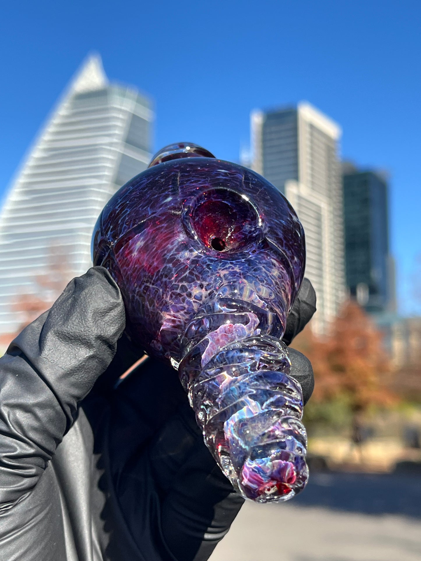 Coral Hand Pipe - Twisted Glass Design in Blue, Purple, and Olympic Colors