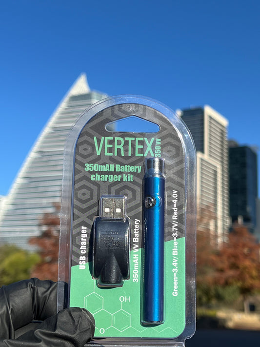 Vertex 350mAh Battery Charger Kit – Available in Red, Black, Blue, White, and Silver | White Ash Smoke Shop